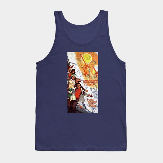 Vintage Soviet Space Propaganda Poster Tank Top by Slightly Unhinged